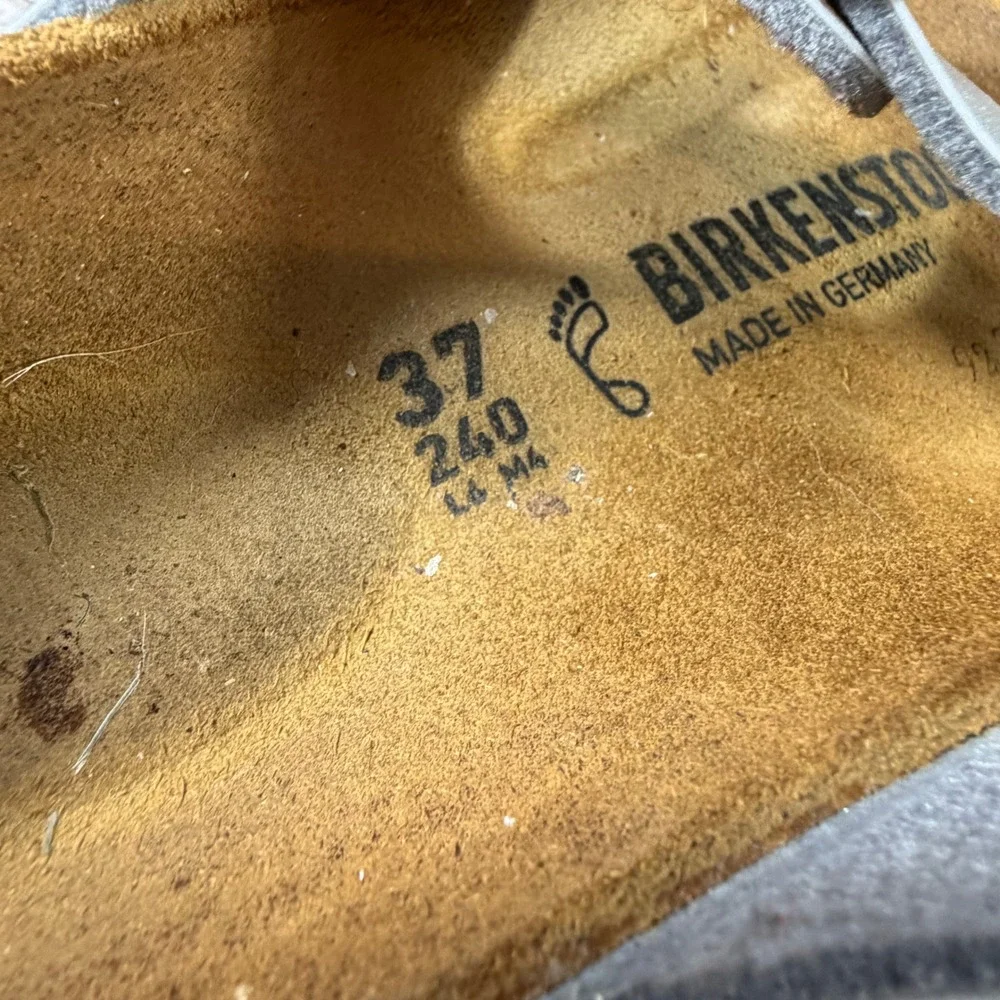 Birkenstock Gizeh Silver Metallic Birko-Flor Thong Sandals Womens 37 L6 M4